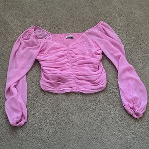 Elegant Pink Ruched Women's Top